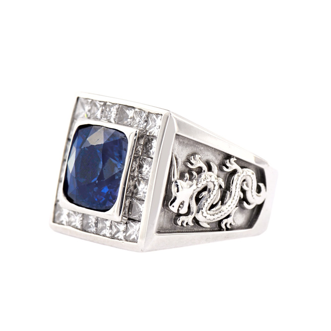 1JDR2 - Diamond & Blue Sapphire Dragon Ring